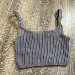 Wilfred Heather Gray Ribbed Crop Top